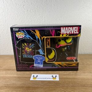 Eddie Brock Venom Black Light Funko Pop & Tee Size Large NEW SEALED